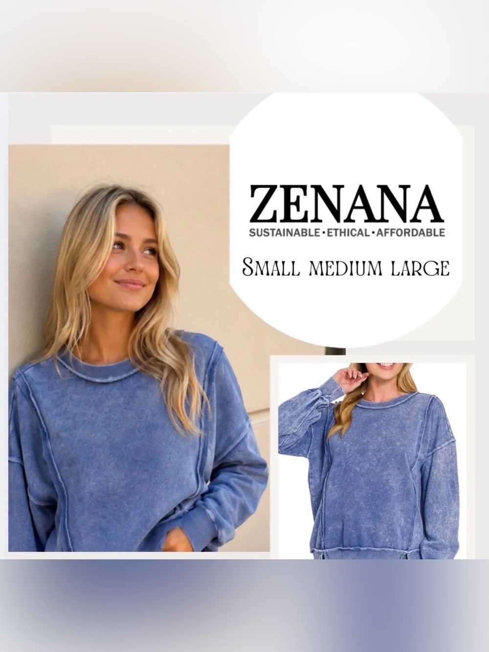 New zenana navy blue sweatshirt small medium large